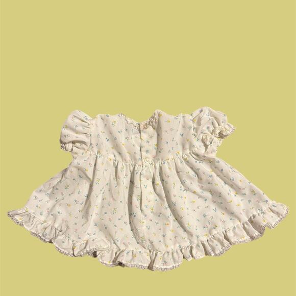 Vintage handmade coquette baby girl floral and ruffle lace dress - Picture 2 of 6